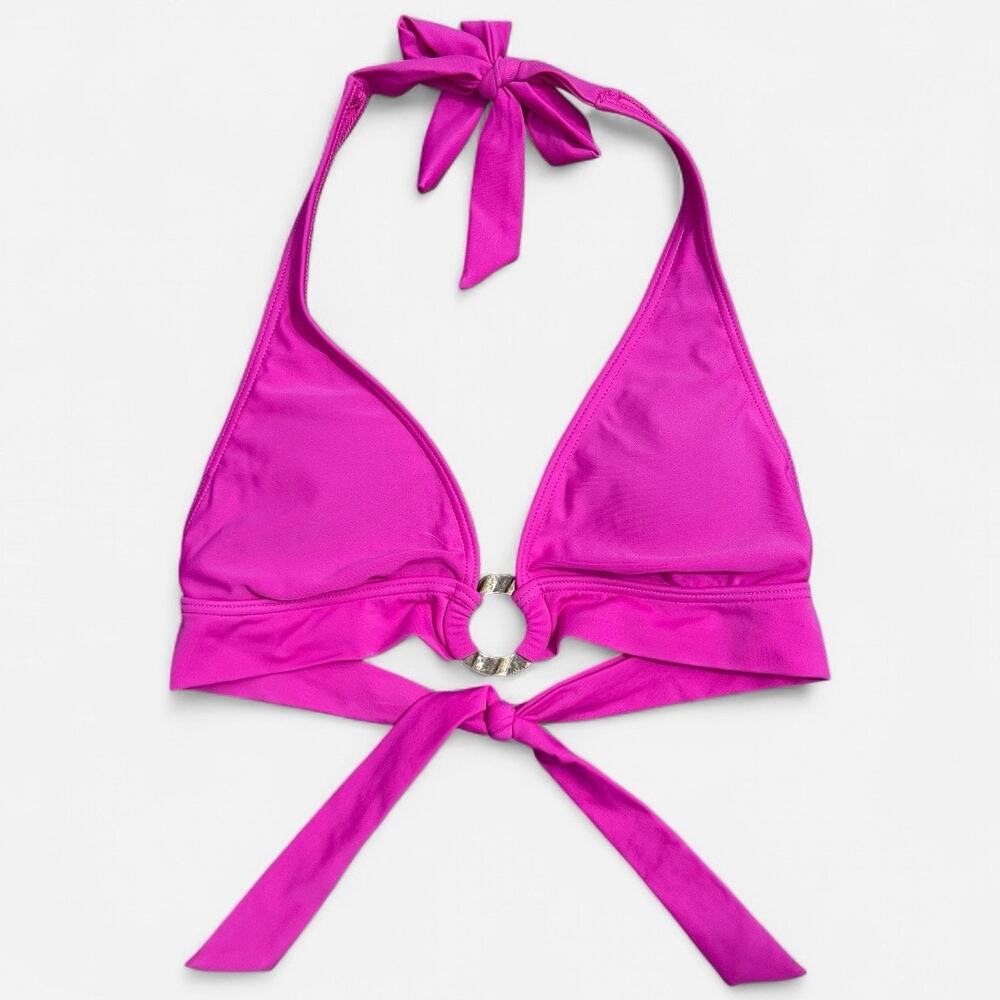 Becca Vintage Y2K Magenta Halter O Ring Bikini Top